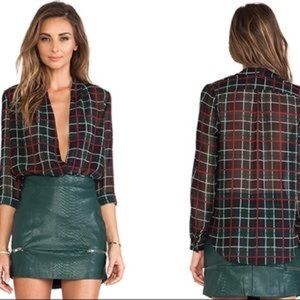 Lovers + Friends skirt Green Faux Leather